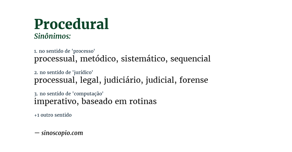 Sinônimo de procedural