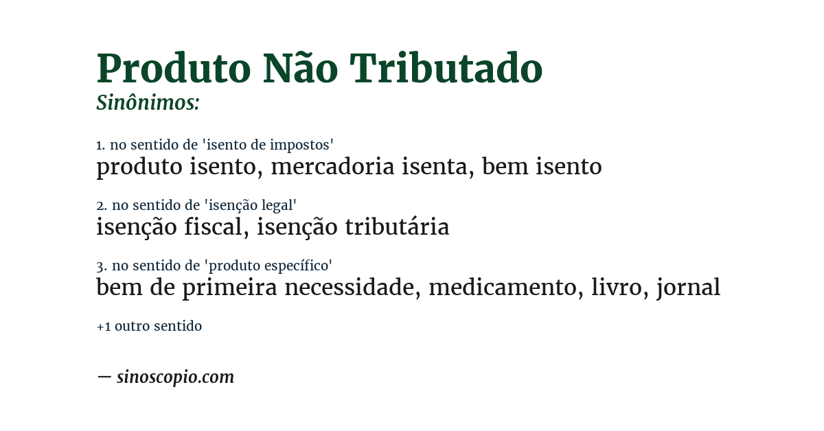 Sinônimo de produto não tributado