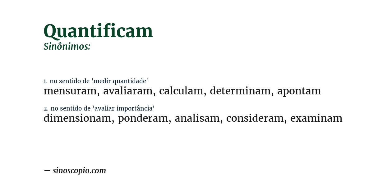 Sinônimo de quantificam
