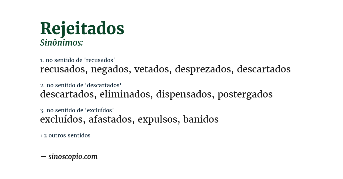 Sinônimo de rejeitados