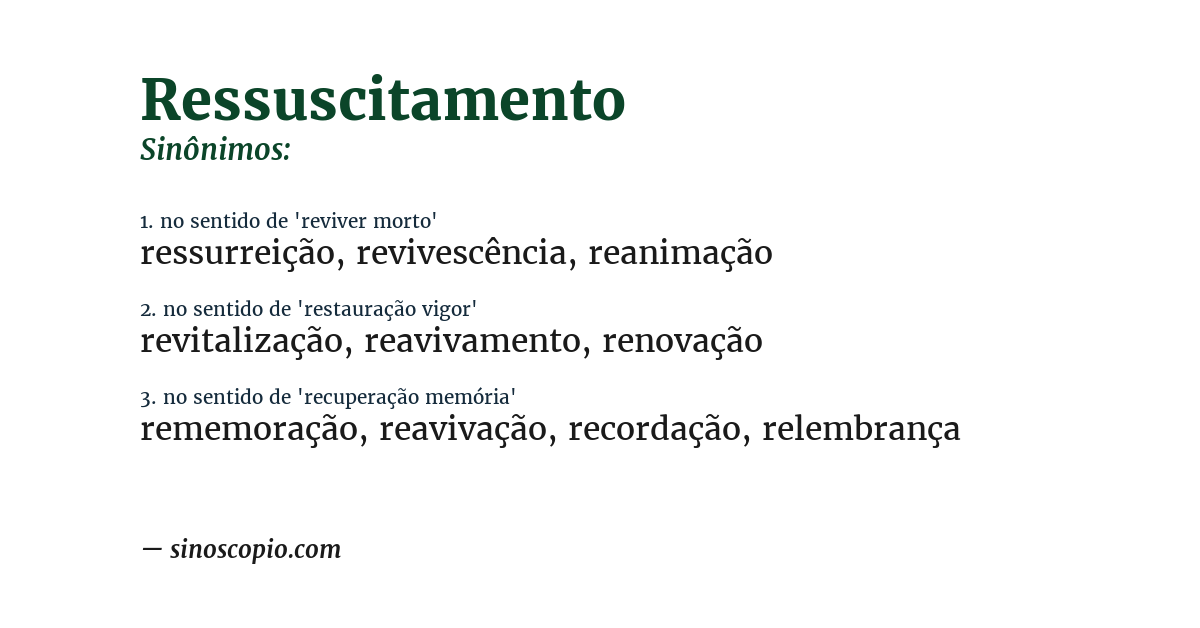 Sinônimo de ressuscitamento