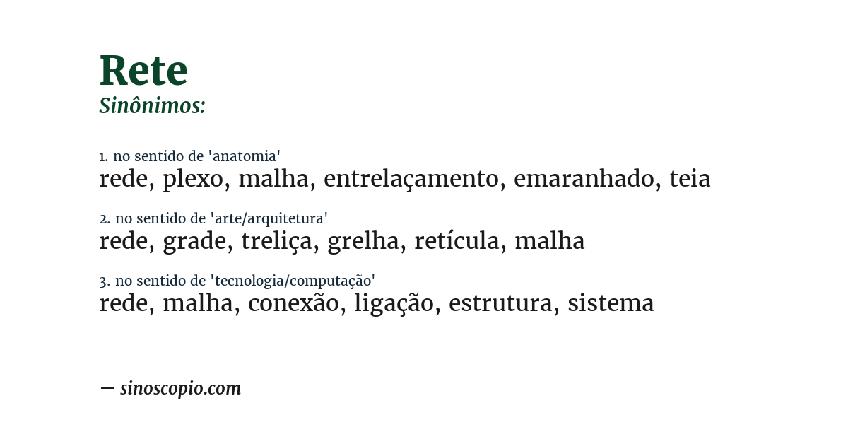 Sinônimo de rete