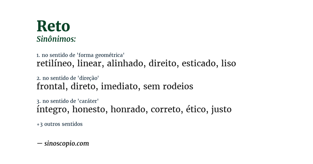 Sinônimo de reto