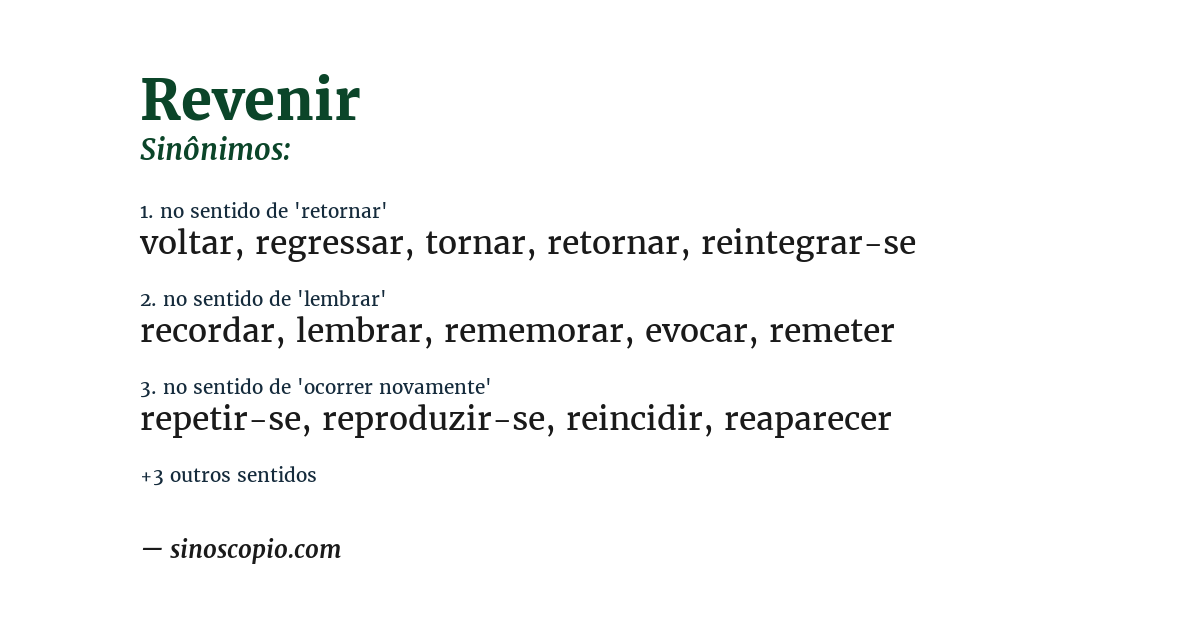 Sinônimo de revenir