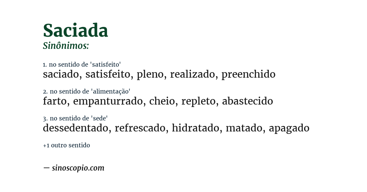 Sinônimo de saciada