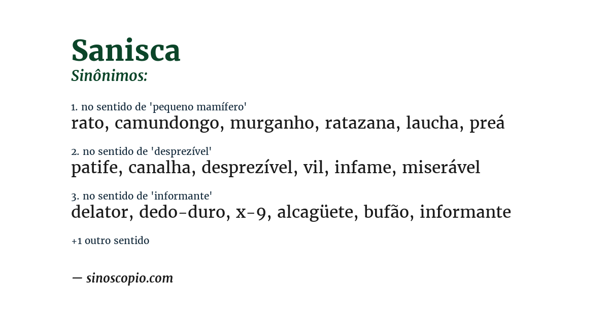 Sinônimo de sanisca