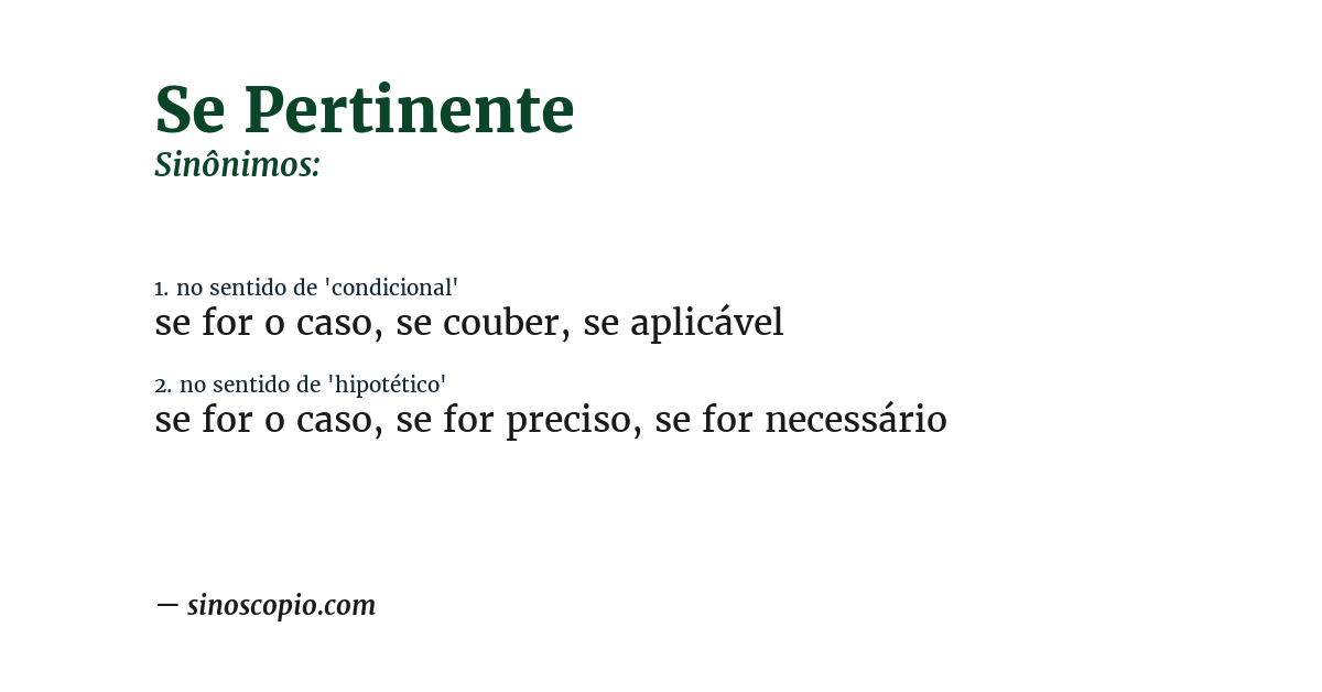 Sinônimo de se pertinente