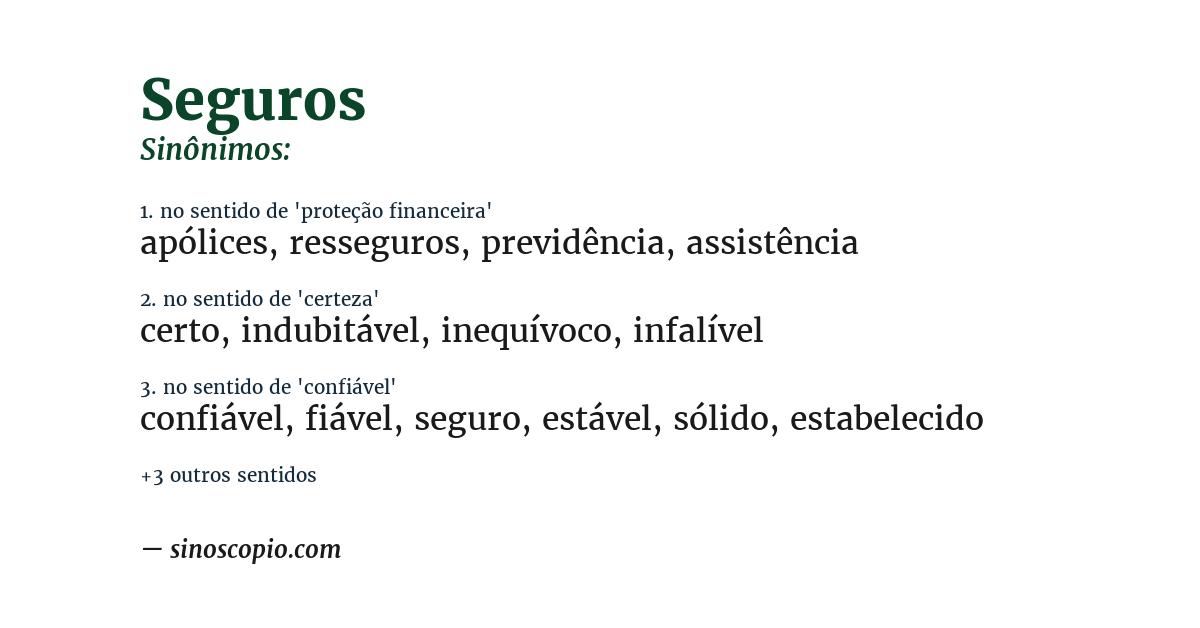 Sinônimo de seguros