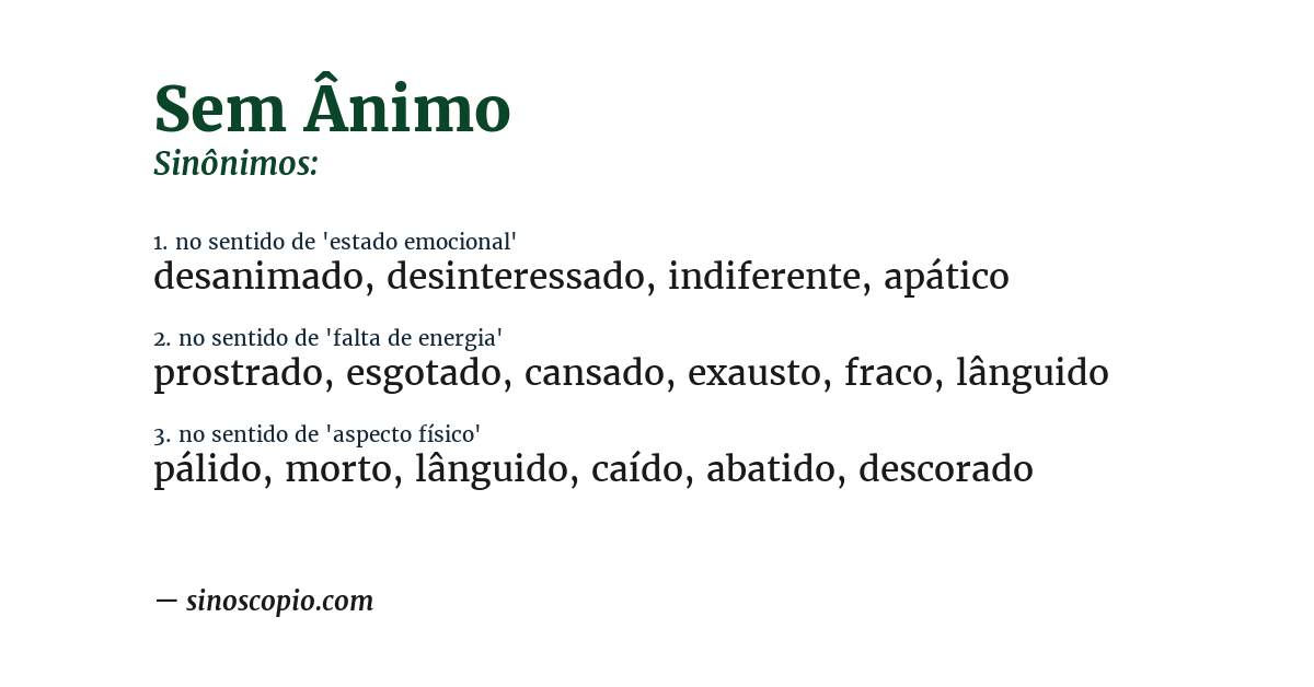 Sinônimo de sem ânimo