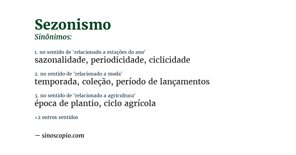 Sinônimo de sezonismo
