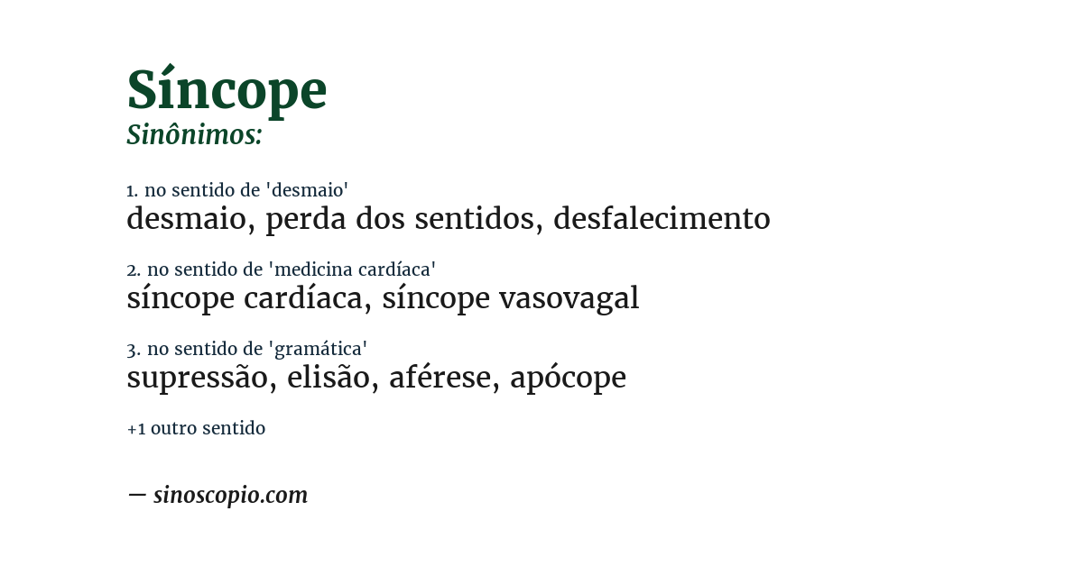 Sinônimo de síncope