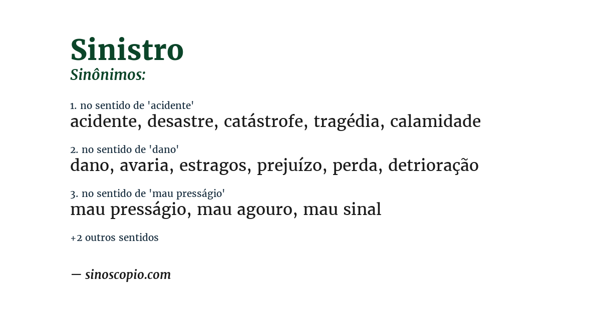 Sinônimo de sinistro