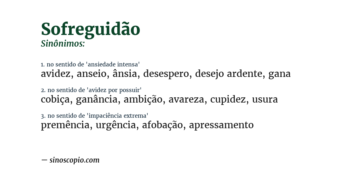 Sinônimo de sofreguidão
