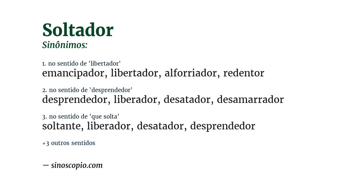 Sinônimo de soltador