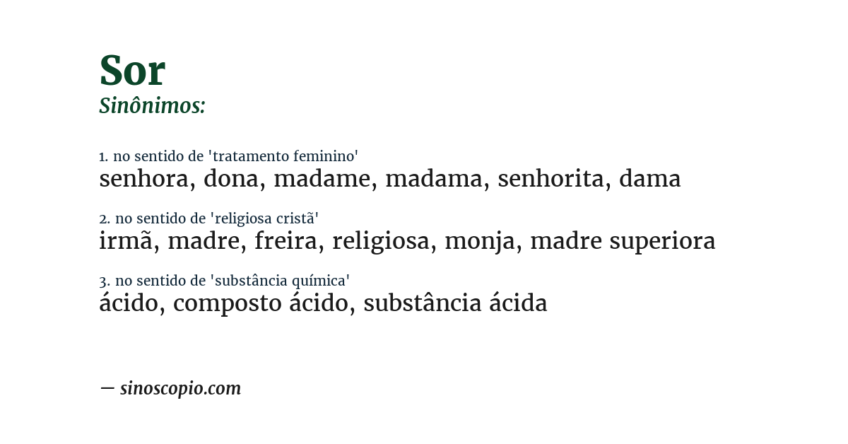 Sinônimo de sor