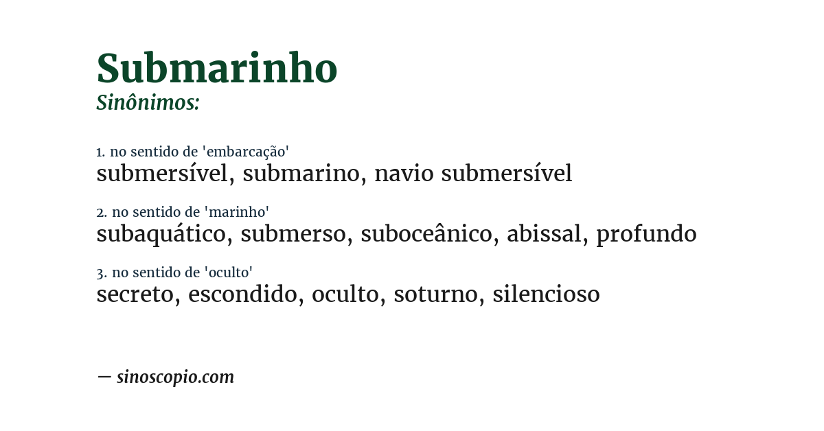Sinônimo de submarinho
