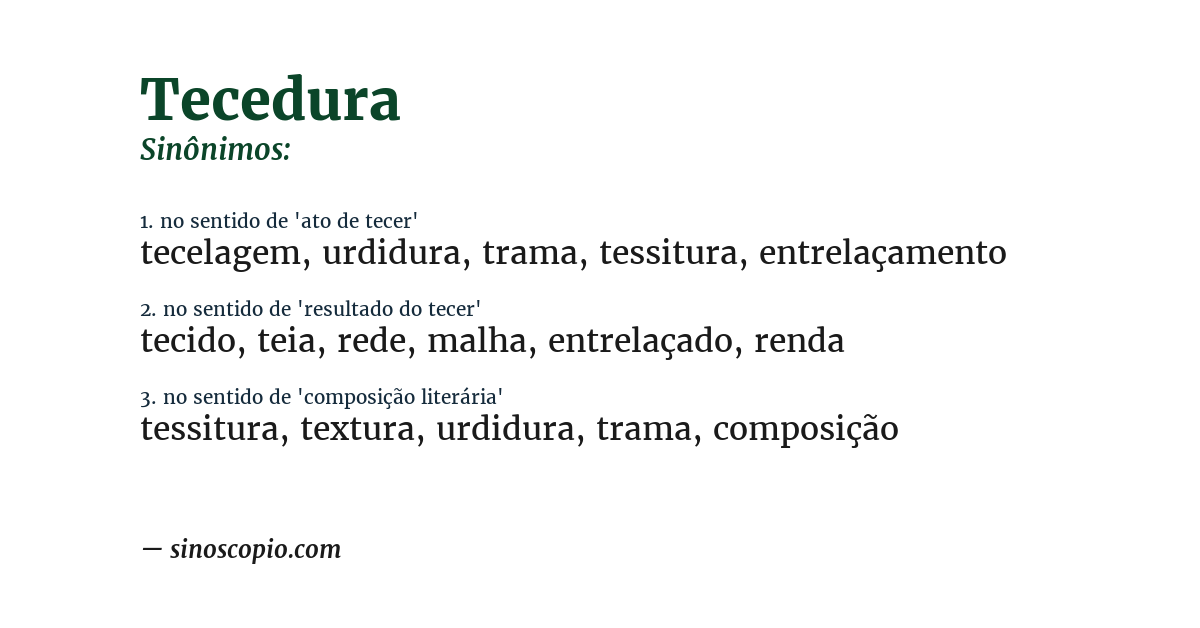 Sinônimo de tecedura