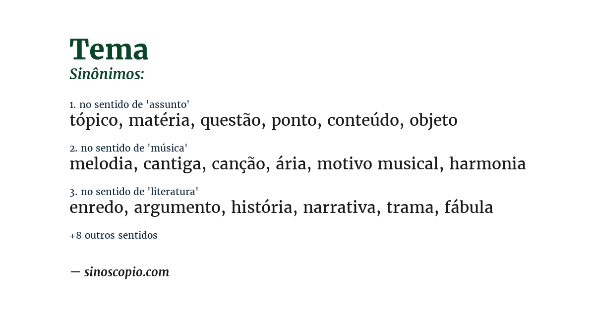 Sinônimo de tema