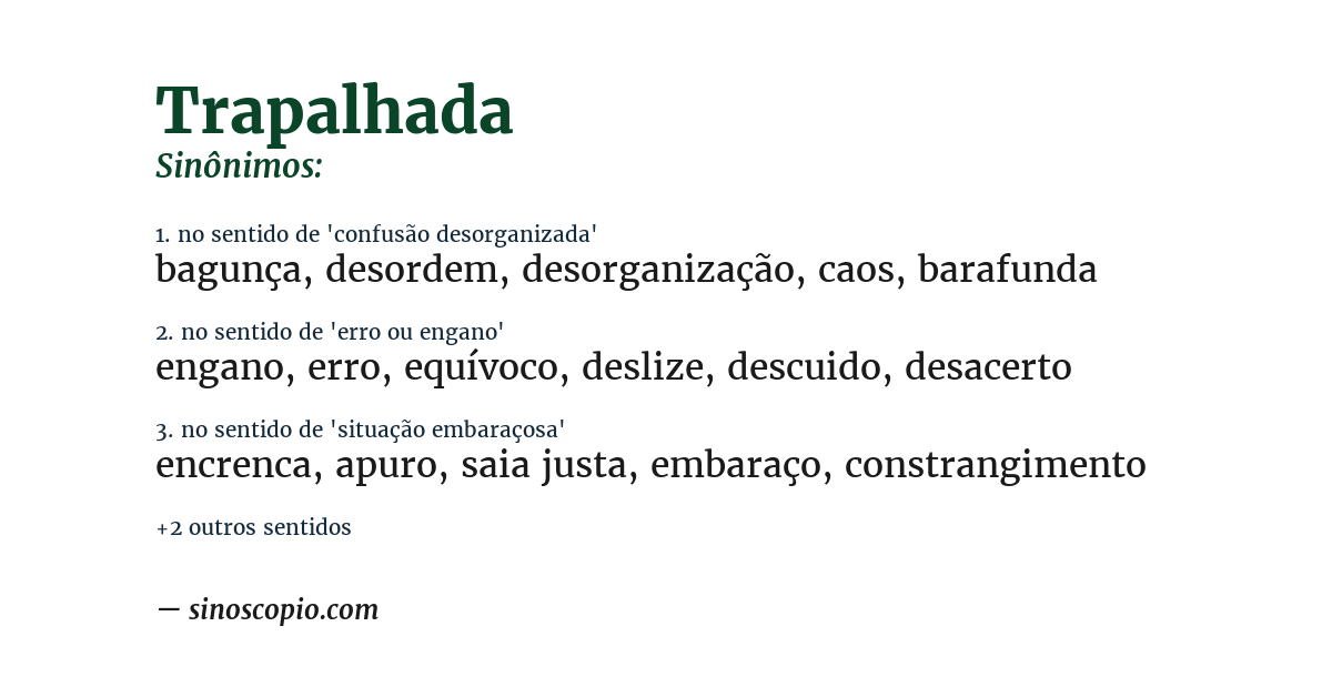Sinônimo de trapalhada