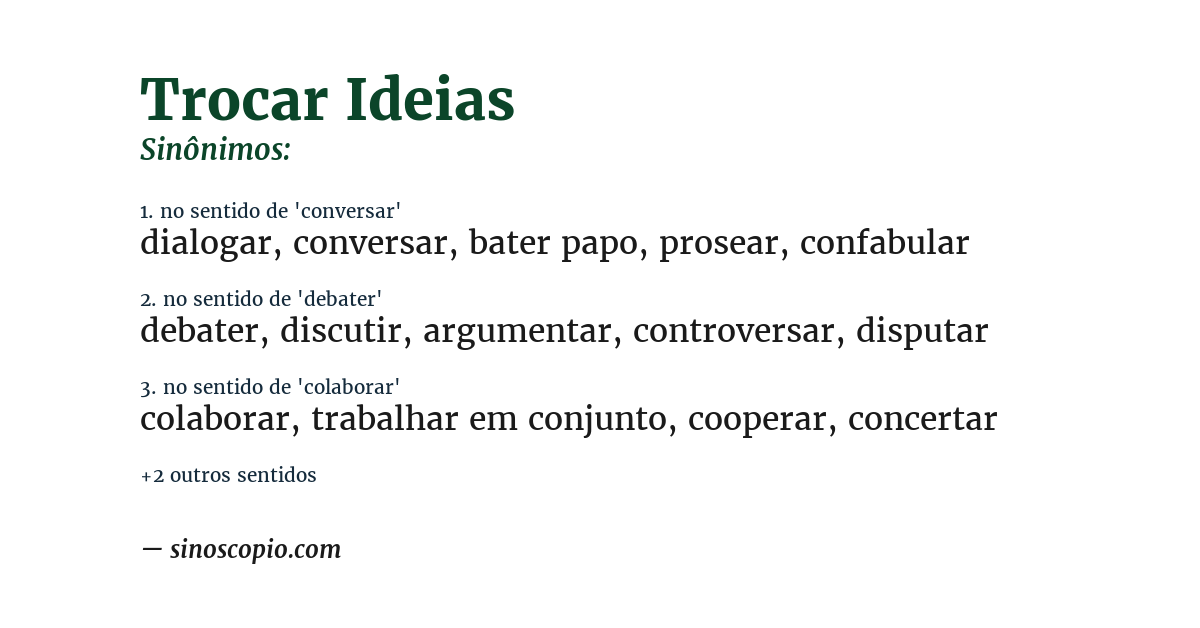 Sinônimo de trocar ideias