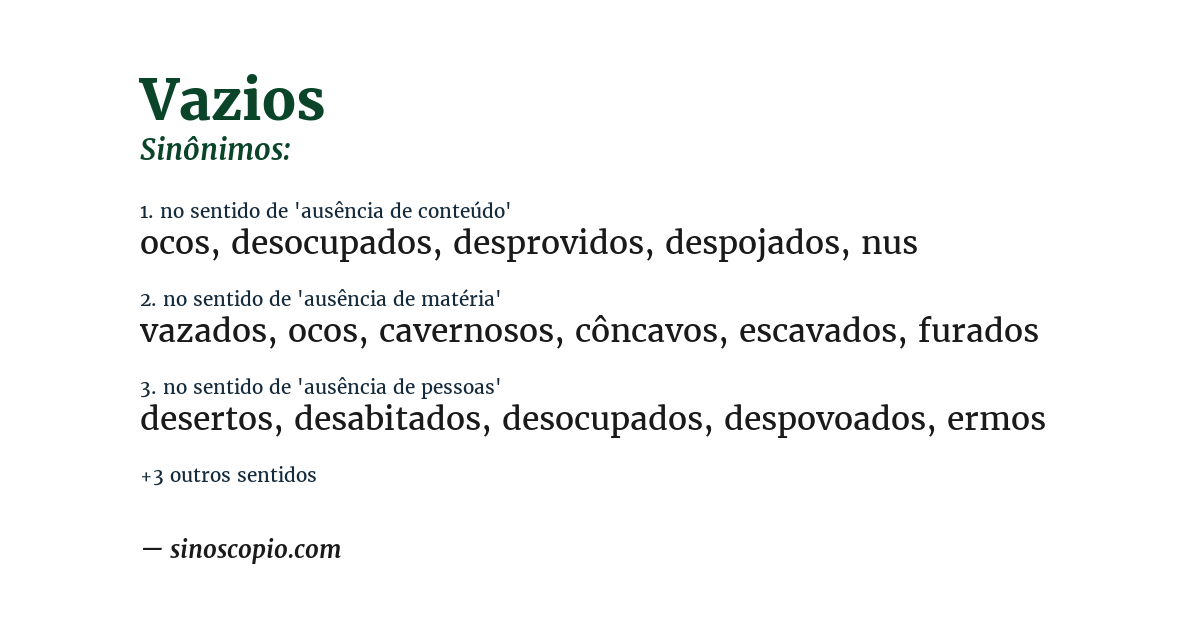 Sinônimo de vazios