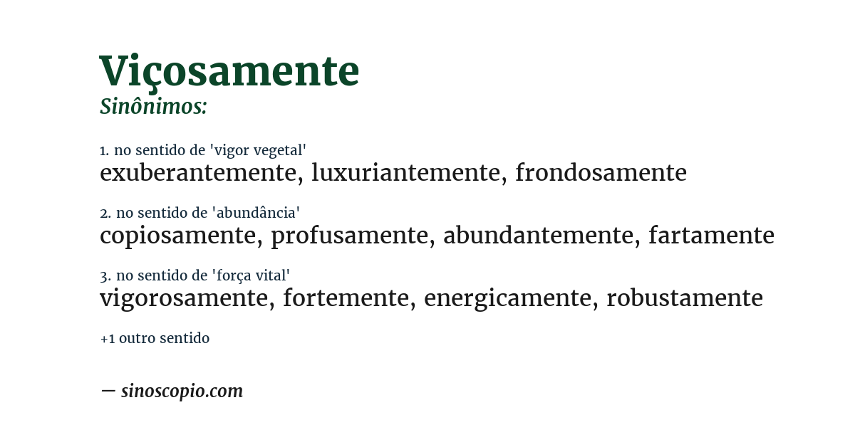 Sinônimo de viçosamente