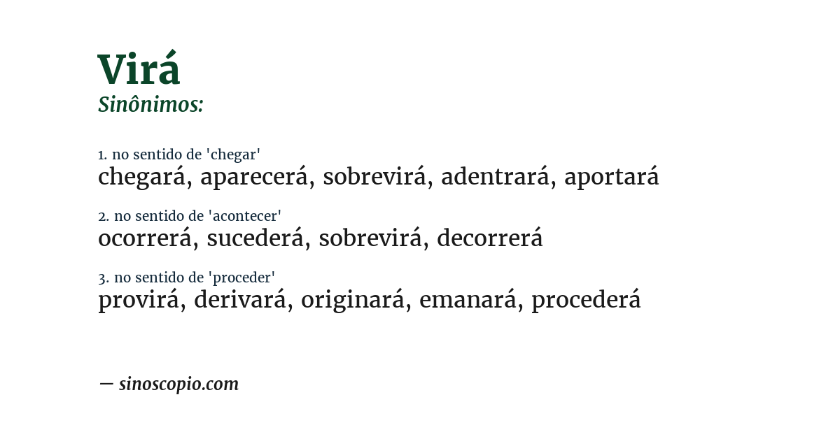 Sinônimo de virá