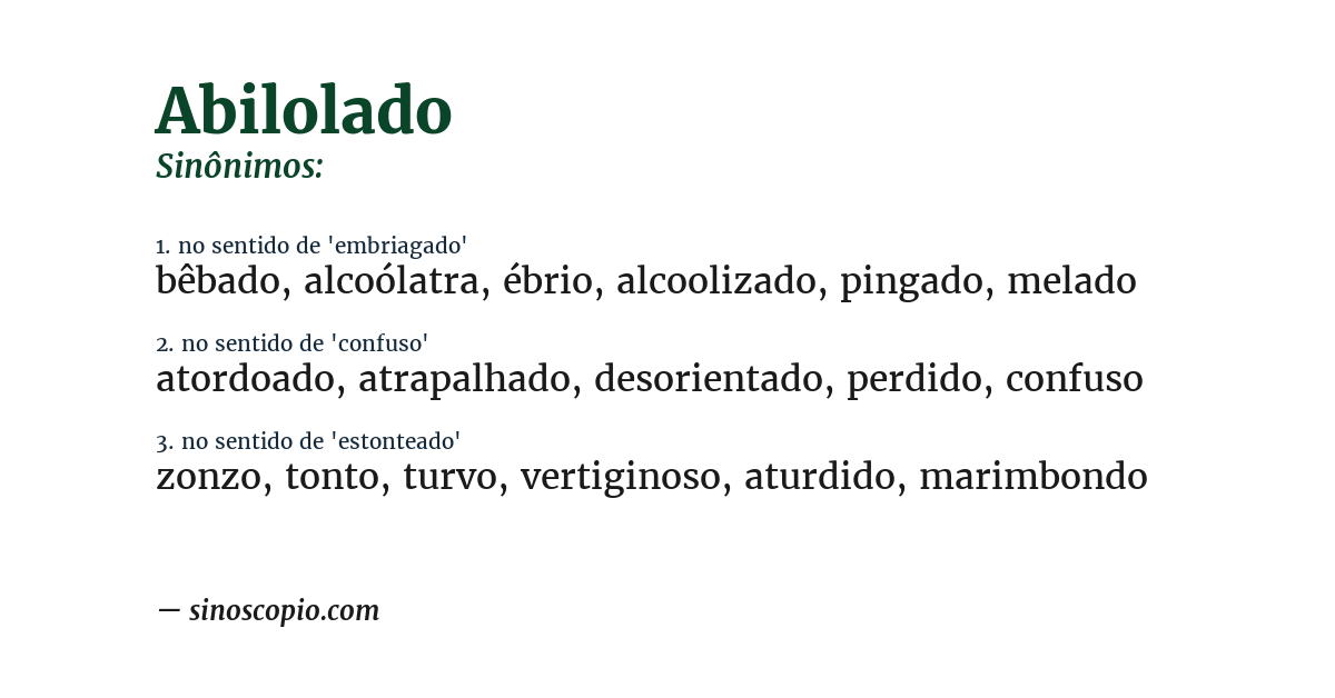 Sinônimo de abilolado