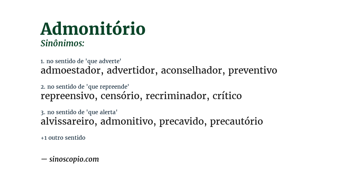 Sinônimo de admonitório