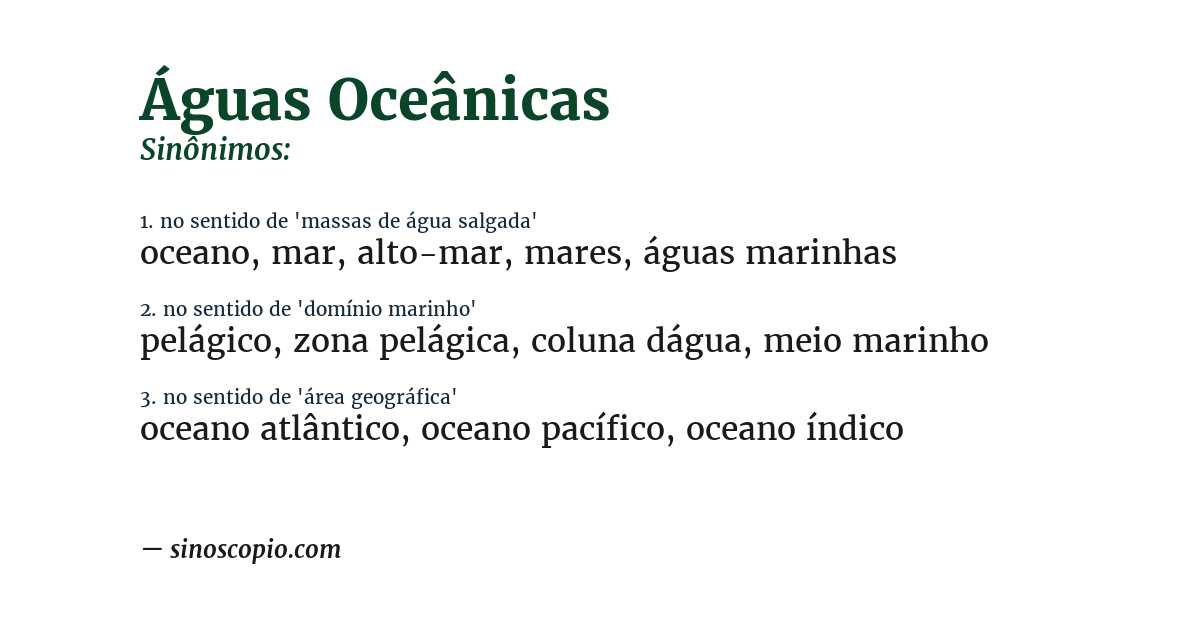 Sinônimo de águas oceânicas