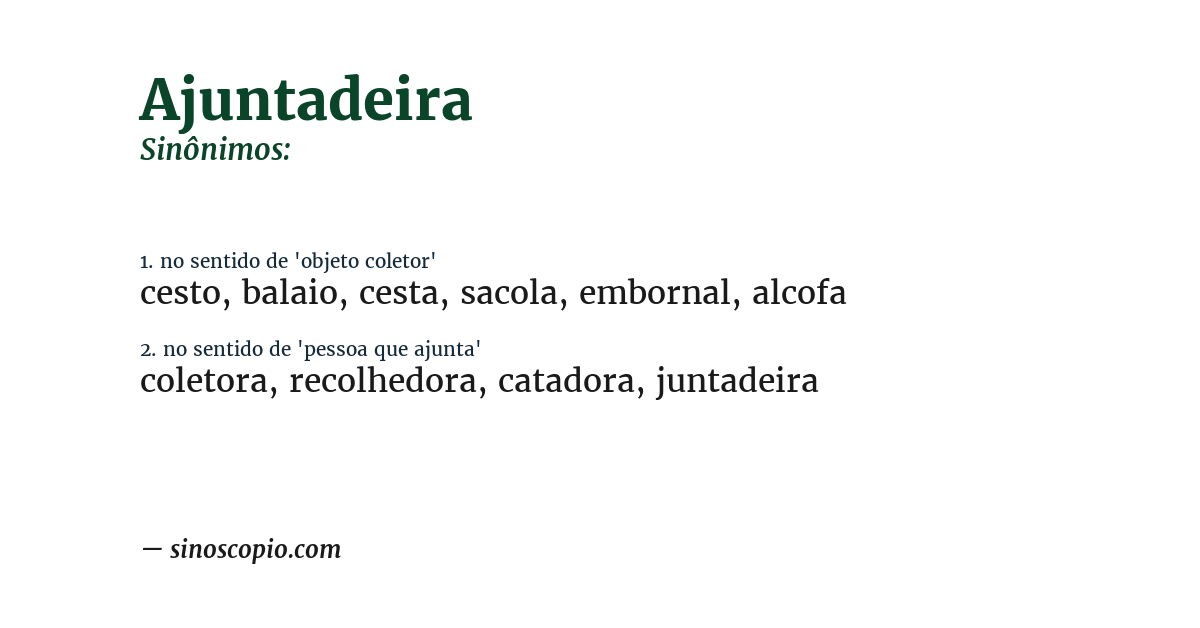 Sinônimo de ajuntadeira