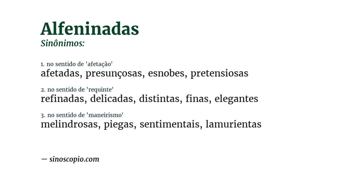 Sinônimo de alfeninadas