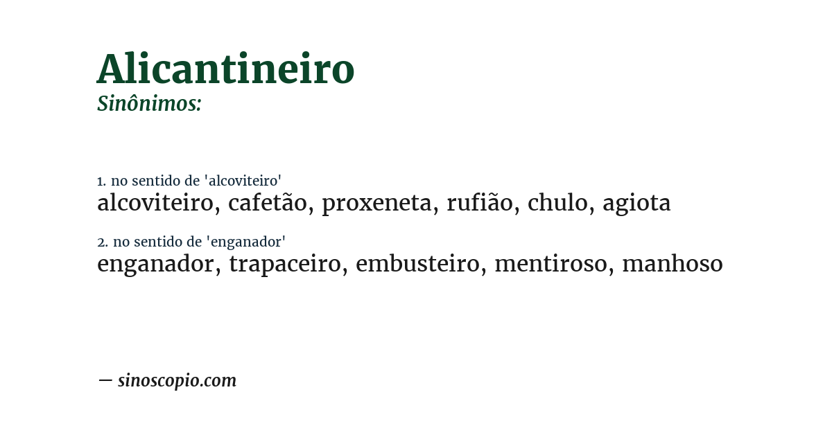 Sinônimo de alicantineiro