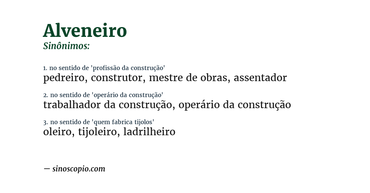 Sinônimo de alveneiro