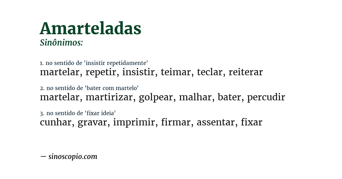 Sinônimo de amarteladas