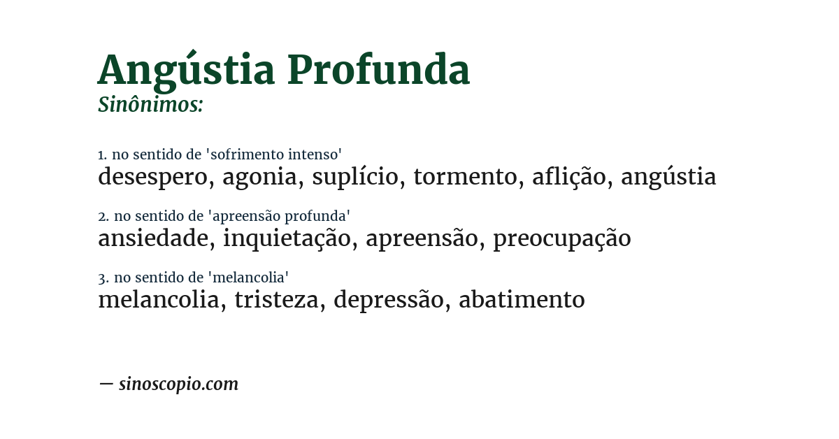 Sinônimo de angústia profunda