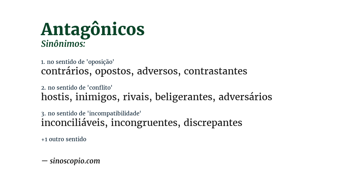 Sinônimo de antagônicos