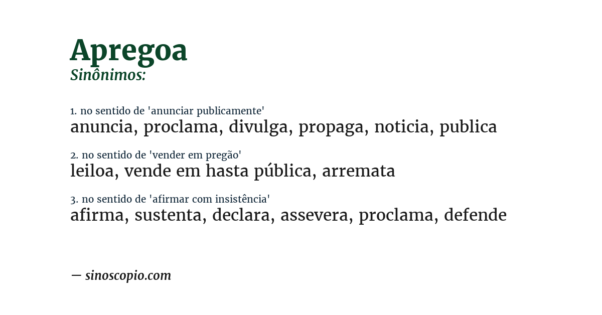 Sinônimo de apregoa