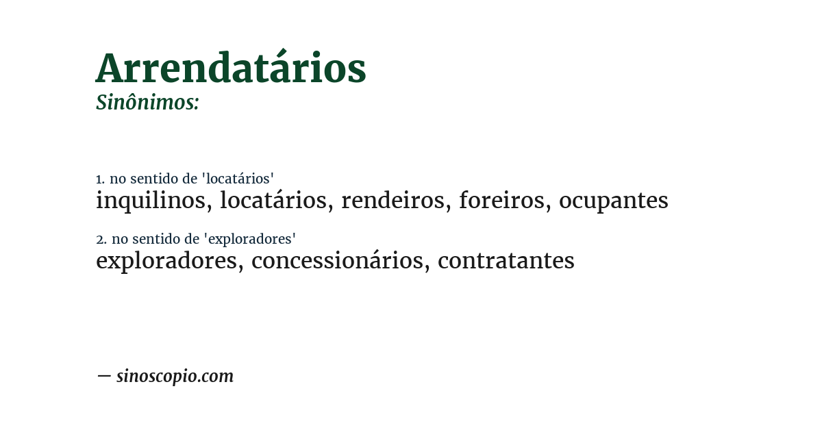 Sinônimo de arrendatários
