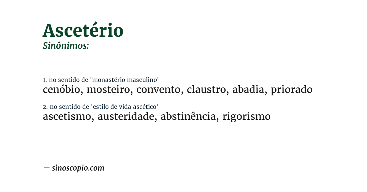 Sinônimo de ascetério