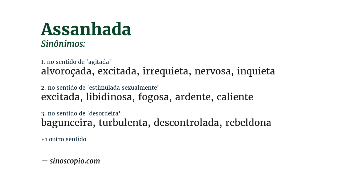 Sinônimo de assanhada