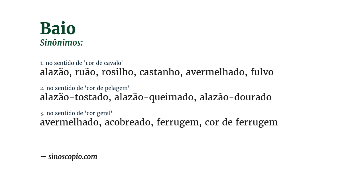 Sinônimo de baio