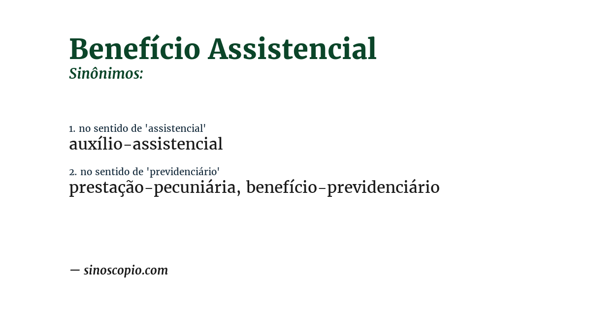 Sinônimo de benefício assistencial