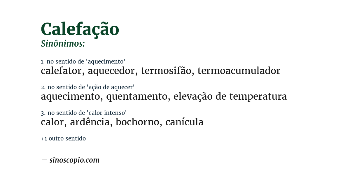 Sinônimo de calefação