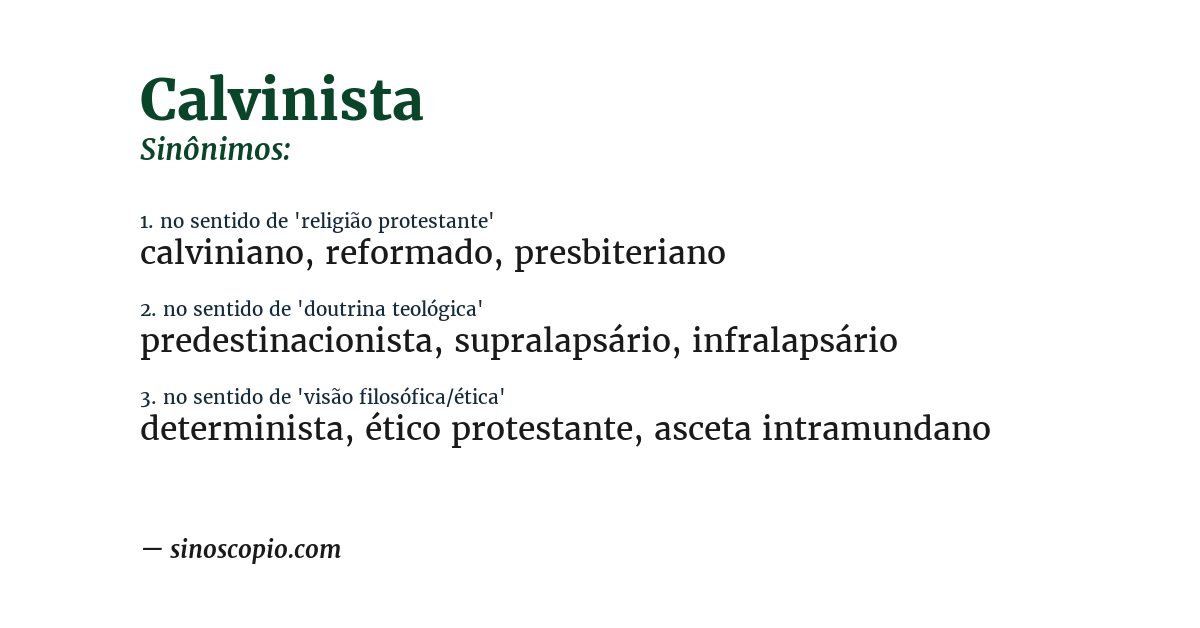 Sinônimo de calvinista