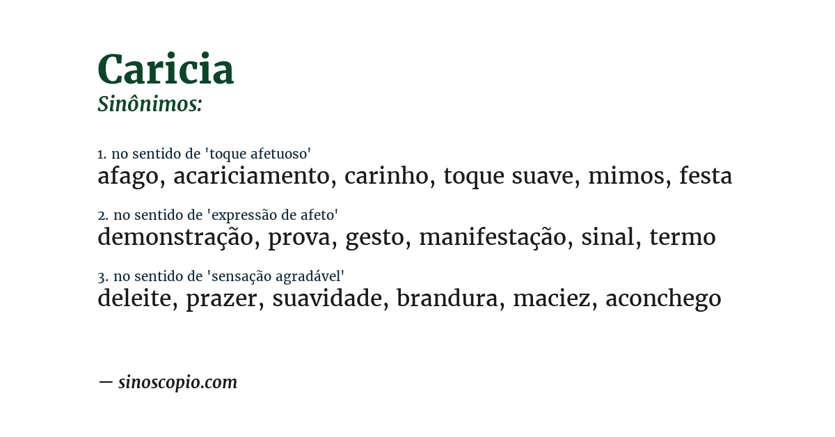 Sinônimo de caricia