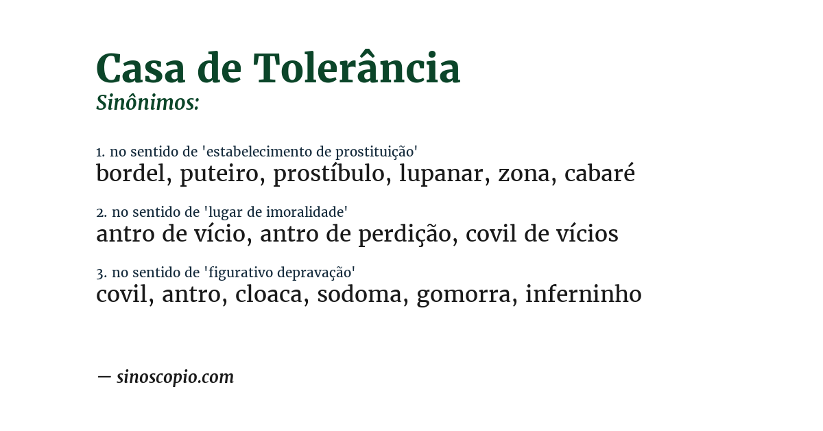 Sinônimo de casa de tolerância