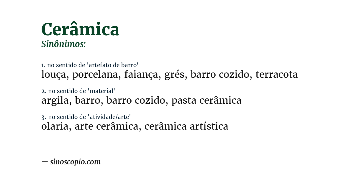 Sinônimo de cerâmica