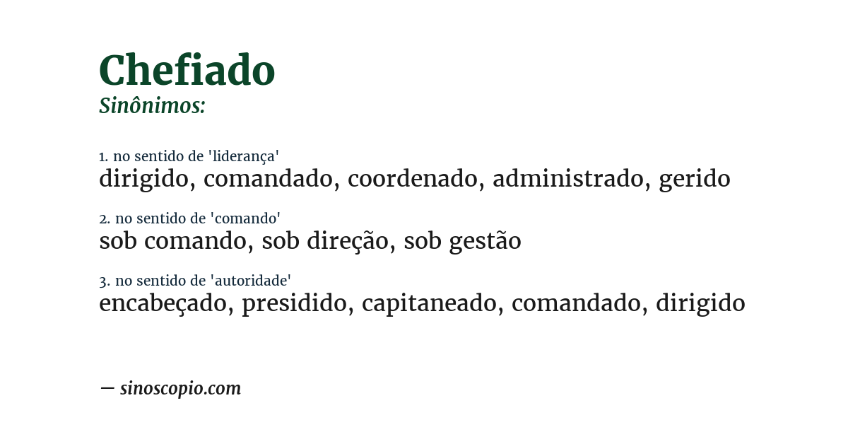 Sinônimo de chefiado