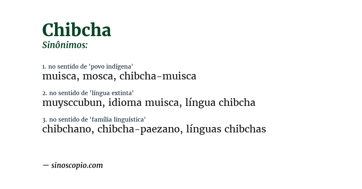 Sinônimo de chibcha